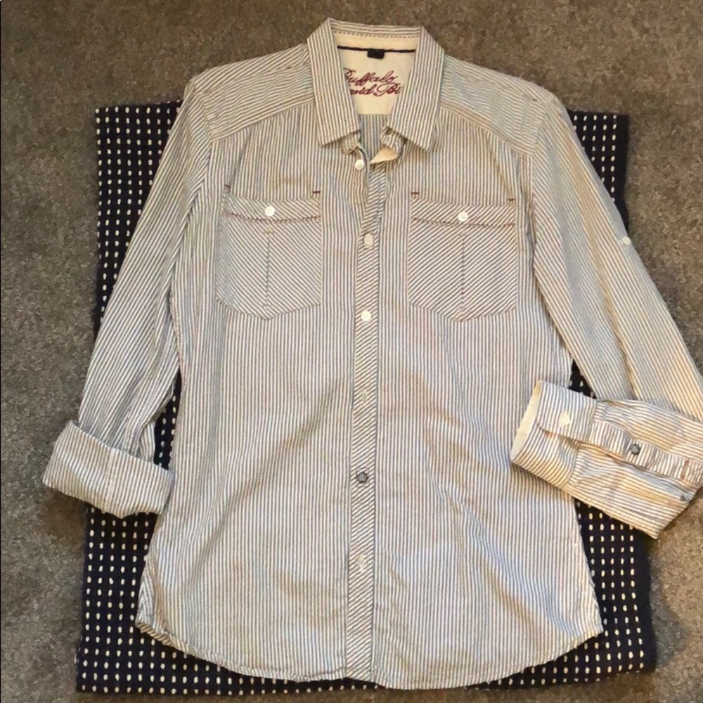 buffalo button down pin stripe shirt